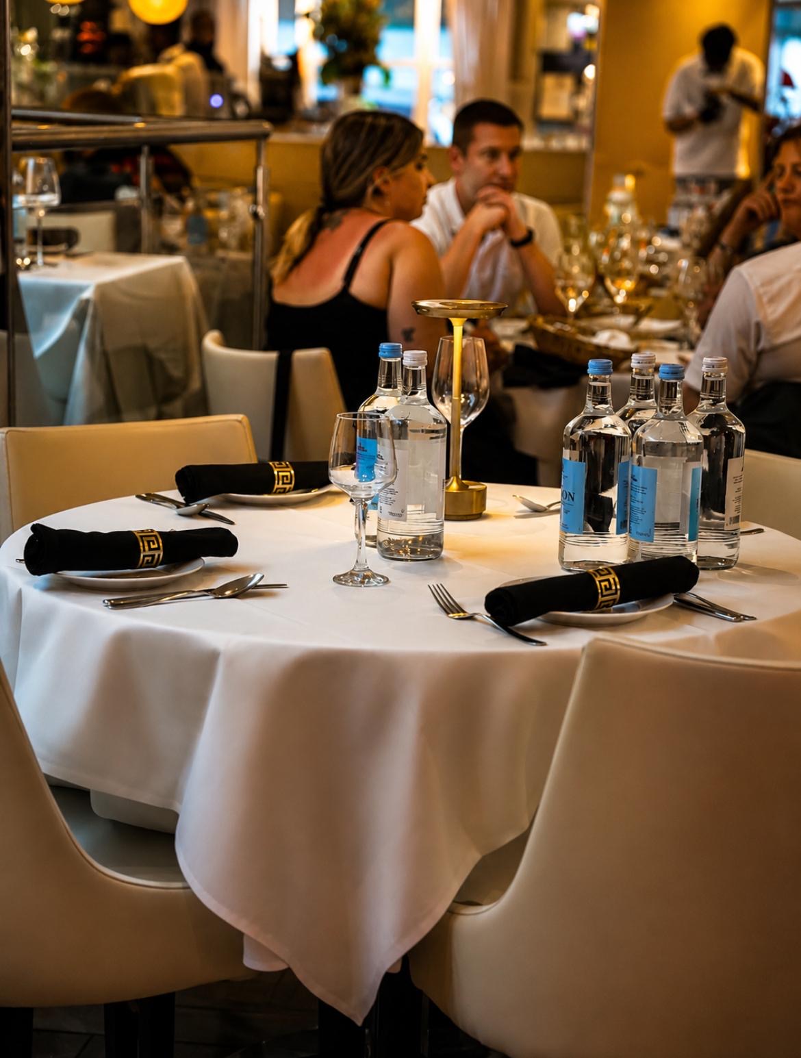 Dining table prepared for guests